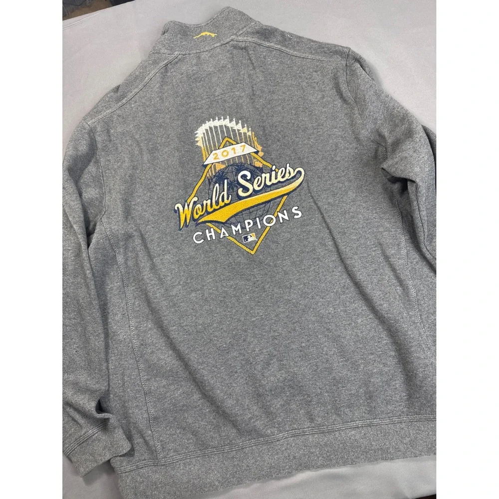 Tommy Bahama Houston Astros 2017 World Series Champions Gray Quarter Zip Mens L